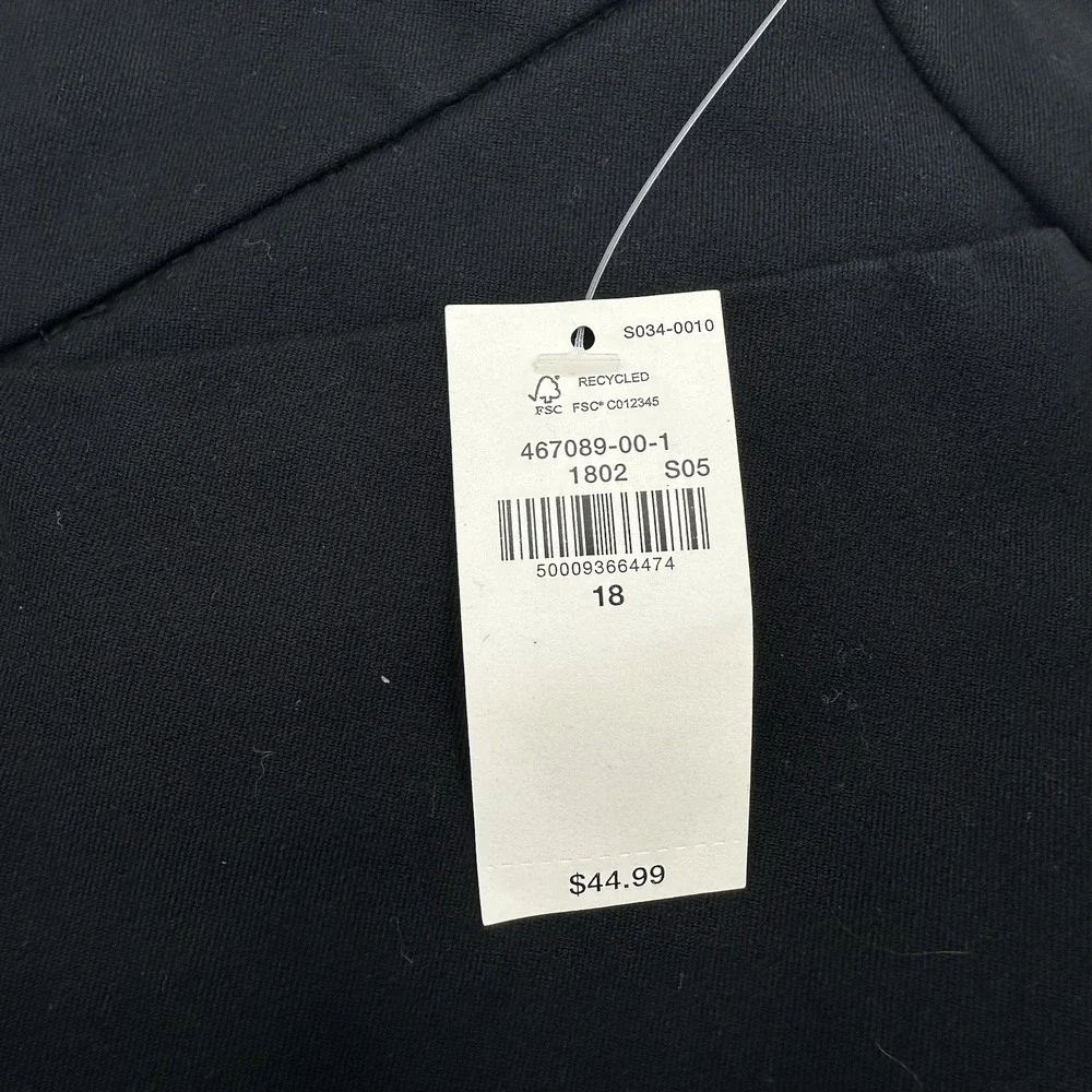 Old Navy High Rise Pixie Split Hem Full Length Pants Womens 18 Black Stretch NWT